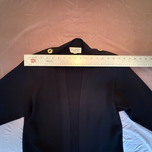 St John Vintage Black Open Front Cardigan with Gold Buttons Size Medium $1298 - Picture 8 of 11
